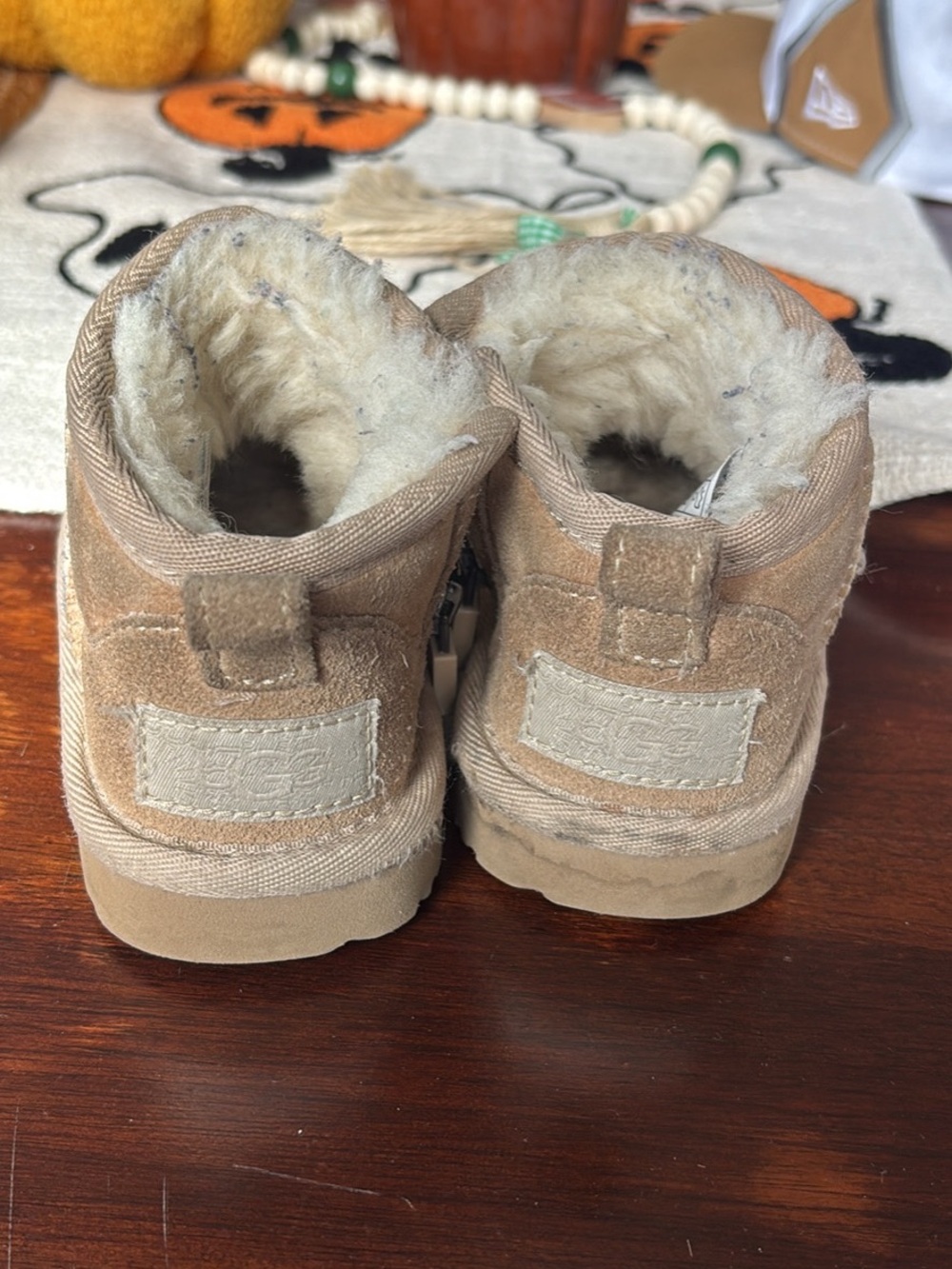 UGG Kids Suede Ankle Boots in Tan with Shearling
